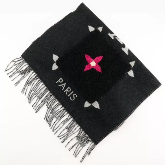LOUIS VUITTON Echarpe Cold Reykjavik Scarf M76567 shearling teddy black ca... - Picture 1 of 6